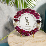 Wedding Flower Preservation Round Agate Border Frame | Personalized Wedding Date & Couple Name Logo Preservation Frame | Metal Stand (10 Inch Frame)
