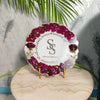 Wedding Flower Preservation Round Agate Border Frame | Personalized Wedding Date & Couple Name Logo Preservation Frame | Metal Stand (10 Inch Frame)