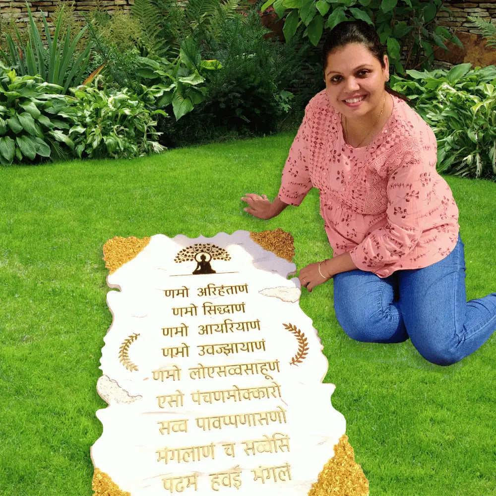 resin golden kalpvraksh mahaveer swami navkar mantra frame marble texture price