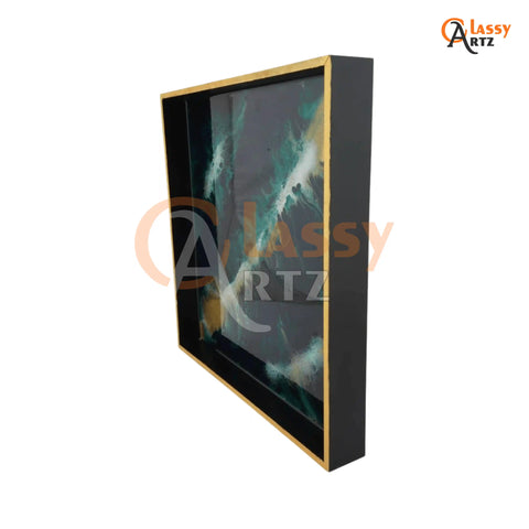 shop resin green golden abstract art tray