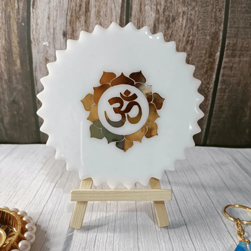 Resin Mini Om Mantra Frame With White Acrylic