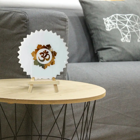 Resin Mini Om Mantra Frame With White Acrylic