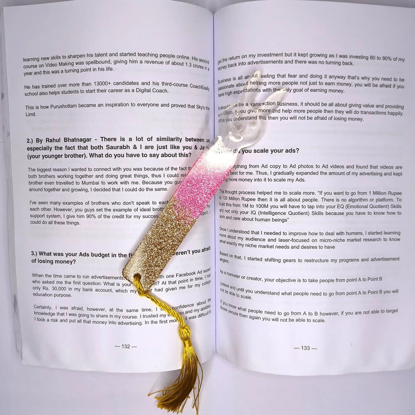 Personalized Pink and Golden Transparent resin bookmark