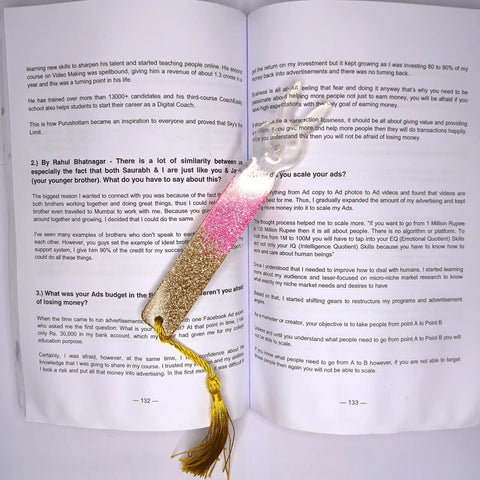 Personalized Pink and Golden Transparent resin bookmark
