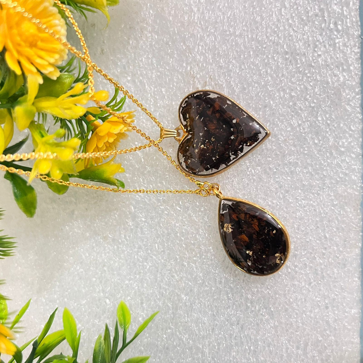 Flower preservation pendant combo/ resin rose preservation pendant set