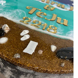 Beautiful Round Shape Ocean Theme Epoxy Nameplate (18 Inches)