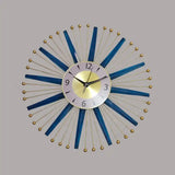 Sale-Modern 3D Star Blue And Gold Metal Wall Clock