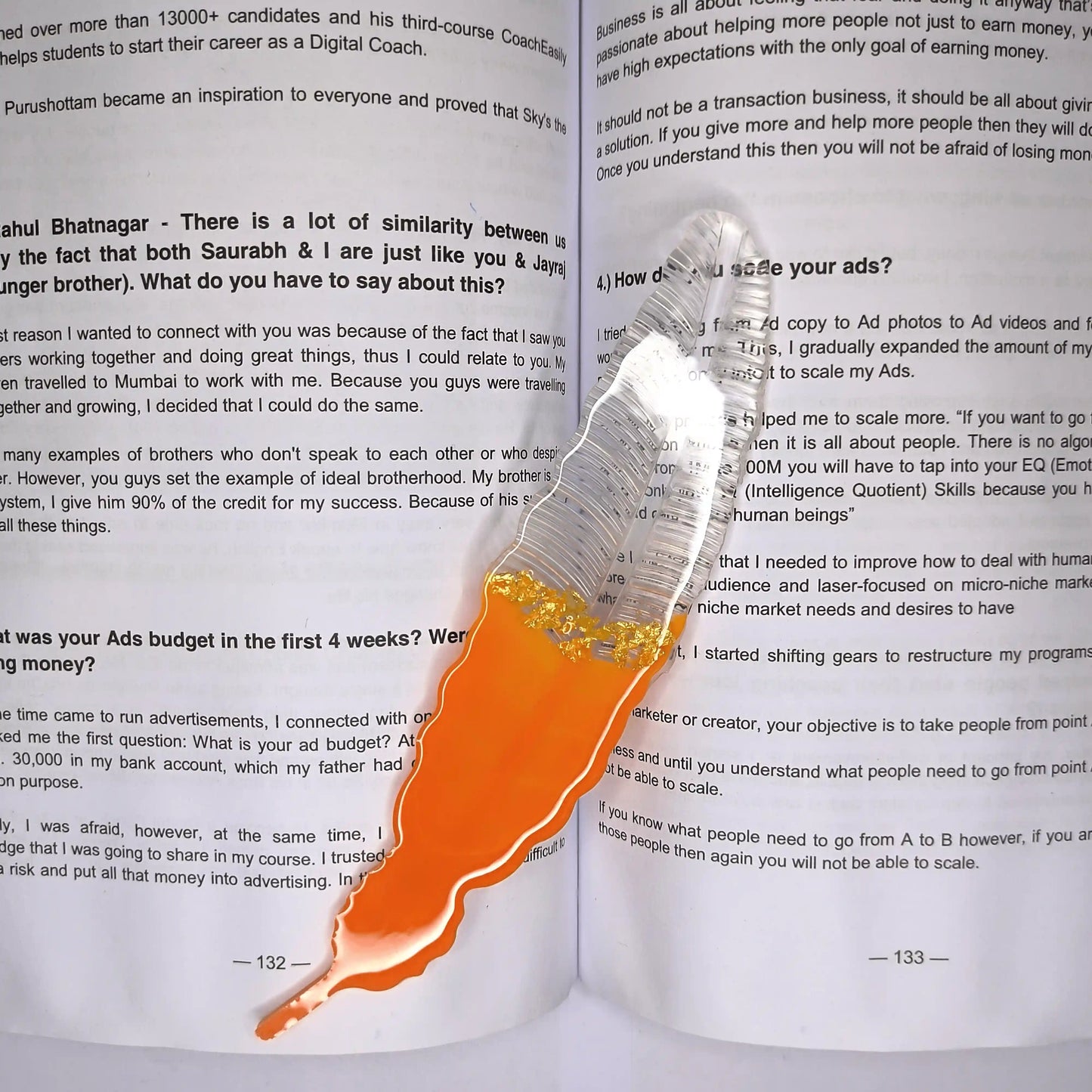 Affordable Transparent Orange Leaf Shaped resin bookmarks for online