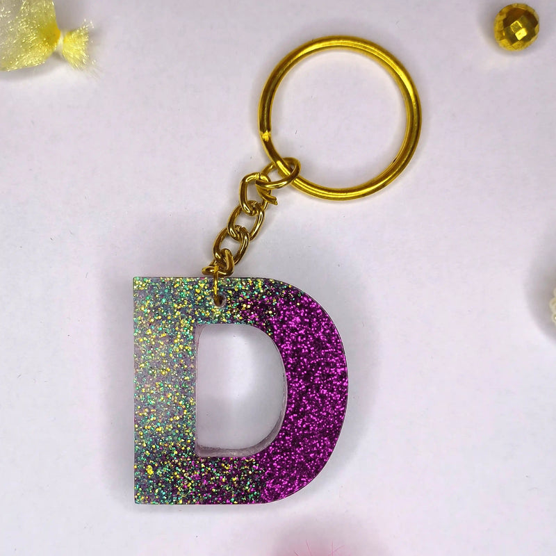 Shop Eye-catching resin keychain With Beautiful D initials For Kids Bag