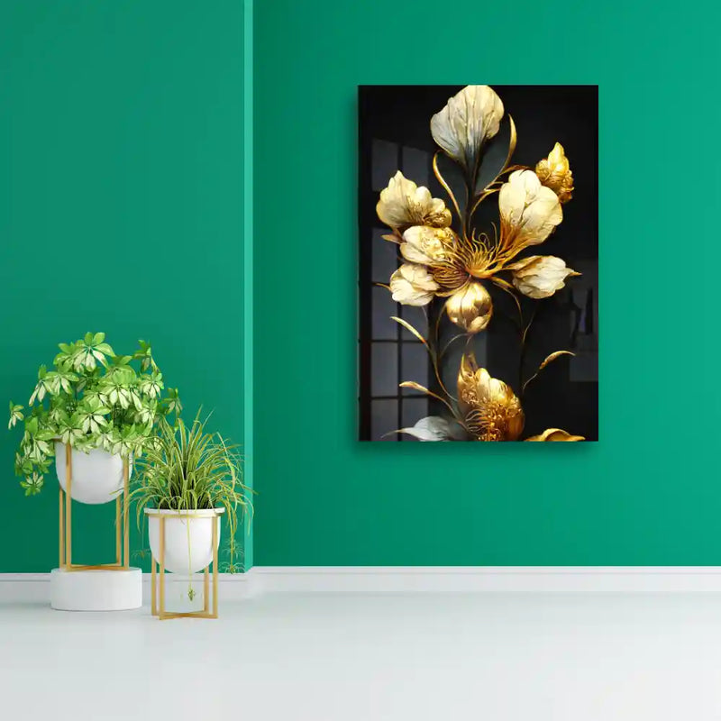 Shop Luxury Golden Flower Acrylic Wall Art