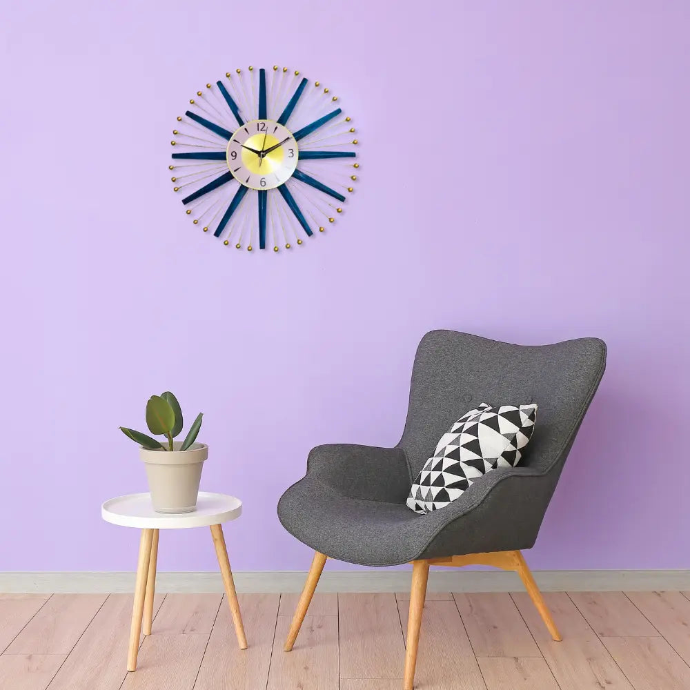 Shop Modern 3D Star Blue And Gold Metal Wall Clock