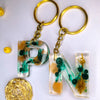 Shop Modern Preserved Flowers Resin Keychains With Customizable Monogram For Men and Women For