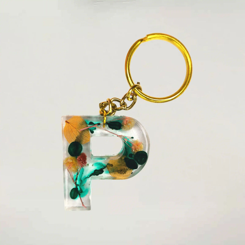 Shop Modern Preserved Flowers Resin Keychains With Customizable Monogram For Men and Women