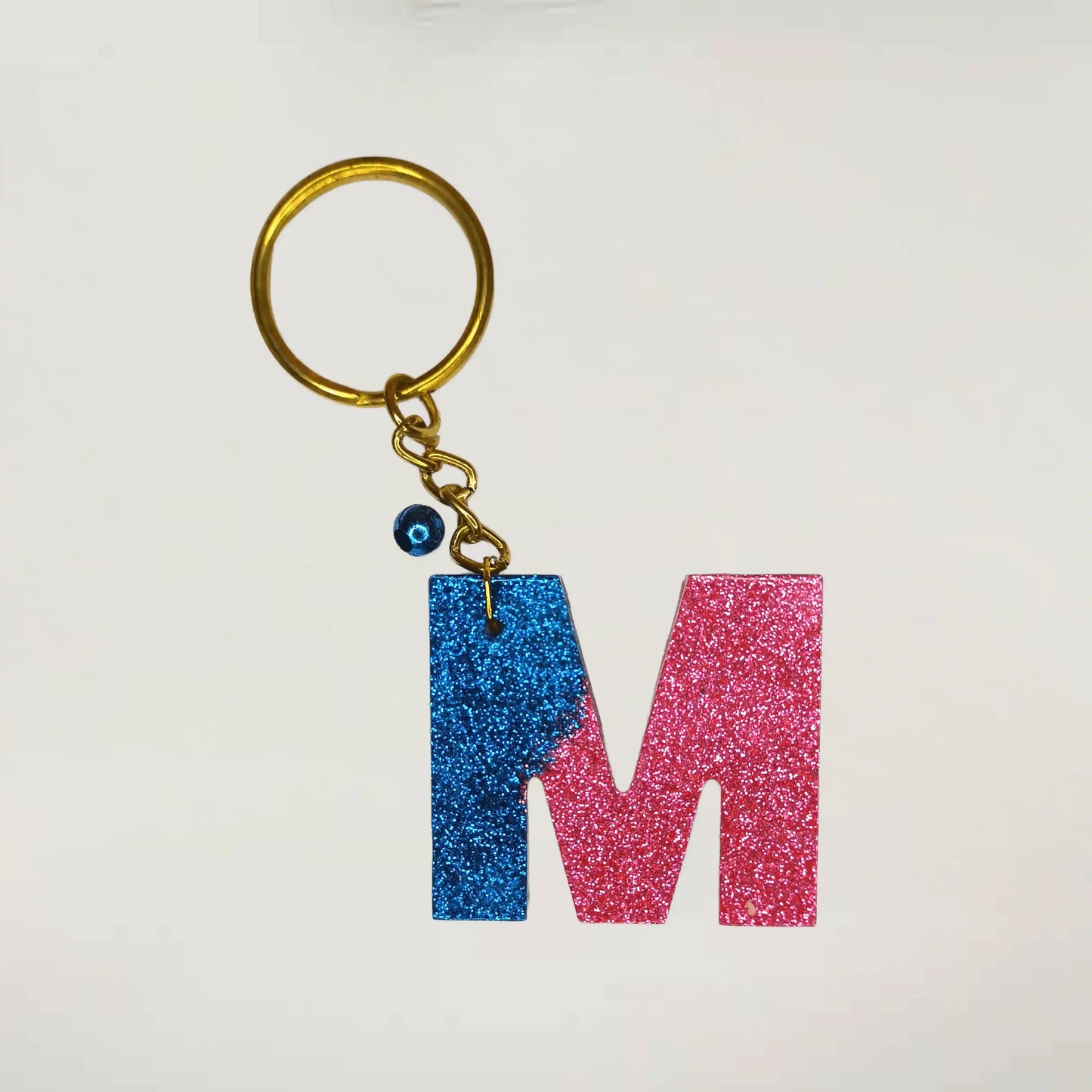 Shop Multi-color shine resin keychains with m Letter For Best Friend