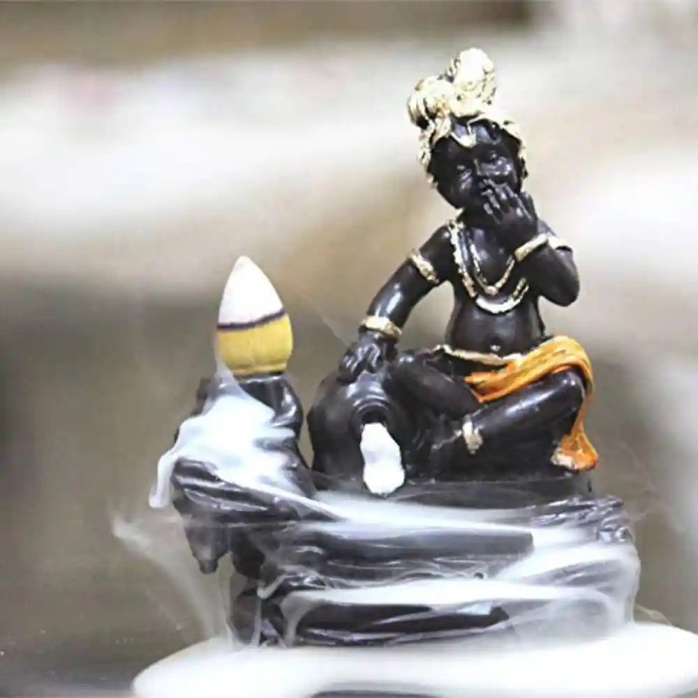 Shop Orange Lord Krishna Smoke Backflow Cone Incense Holder