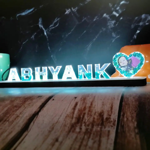 Shop Resin Alphabet LED Lamp with Photo For Kids Gifting