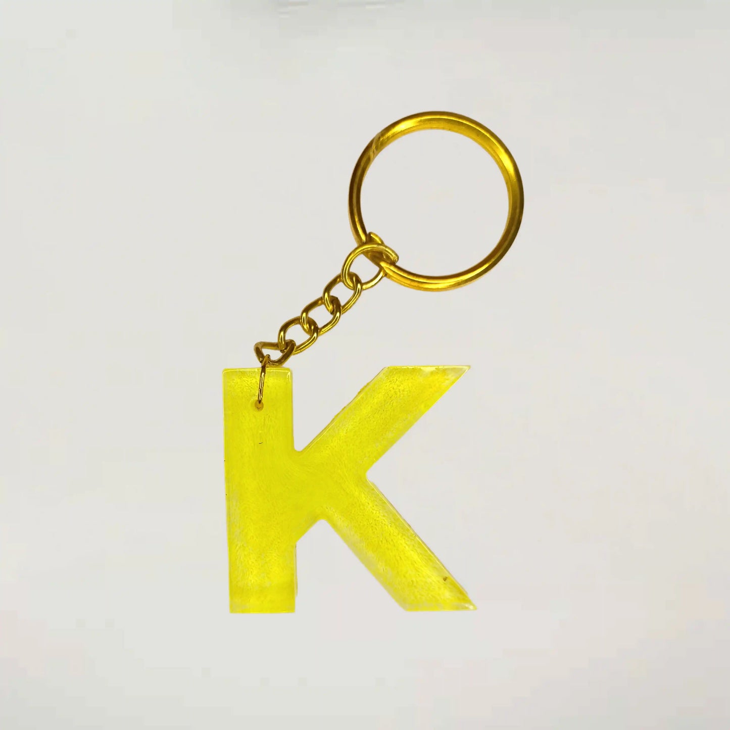 Shop Trendy yellow resin keychains with k initials Gift for Mother on Mothers Day 