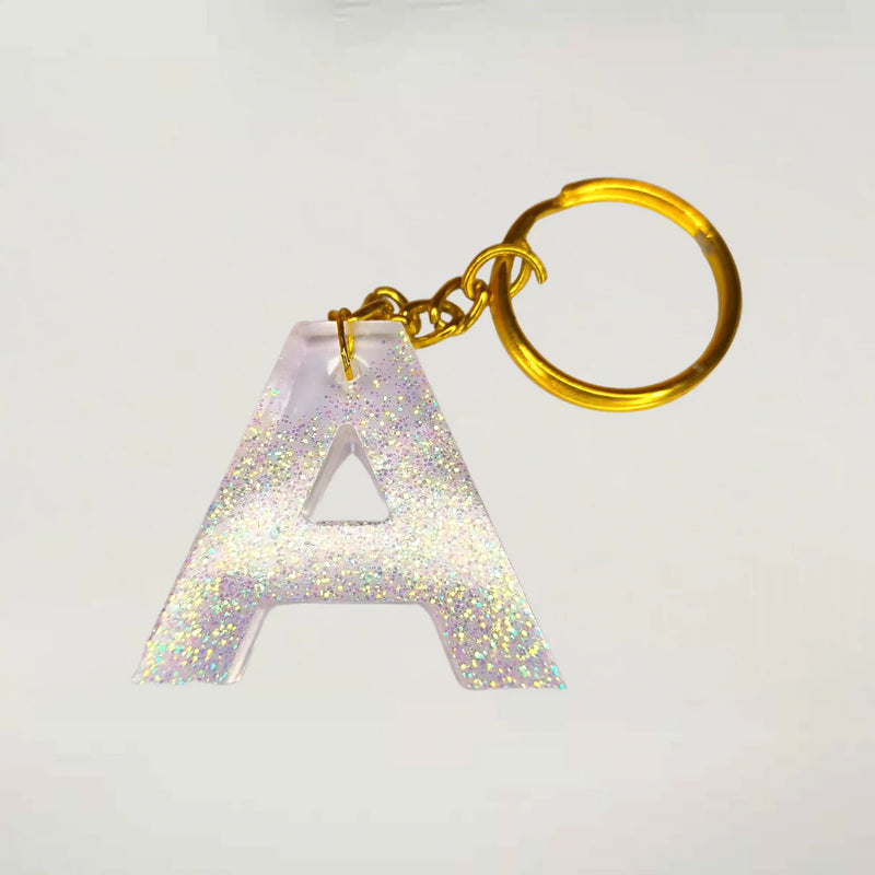 Shop Unique White Glitter Resin Keychains With A Initials For Daughters