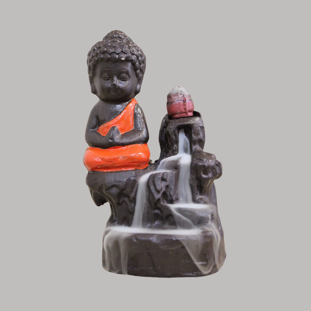 Meditating Monk Buddha Smoke Statue office table decor for sale