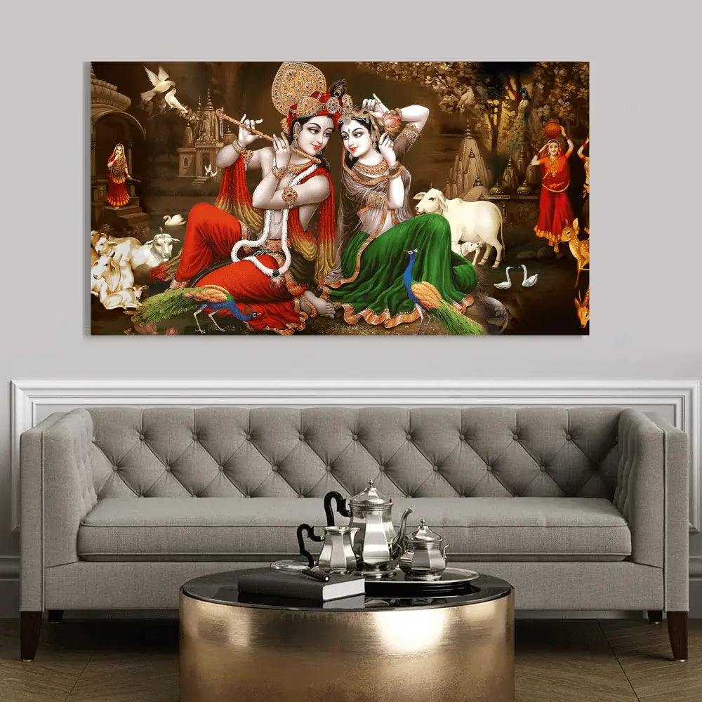 Spiritual Lord Radha Krishna canvas painting for sale
