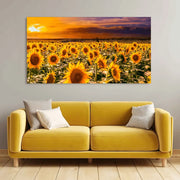 Canvas Wall Painting Of Sunflowers On The Sunset