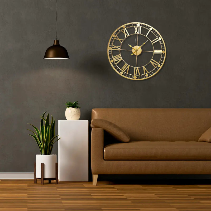 Unique Metal Copper Finish Wall Clock For Sale