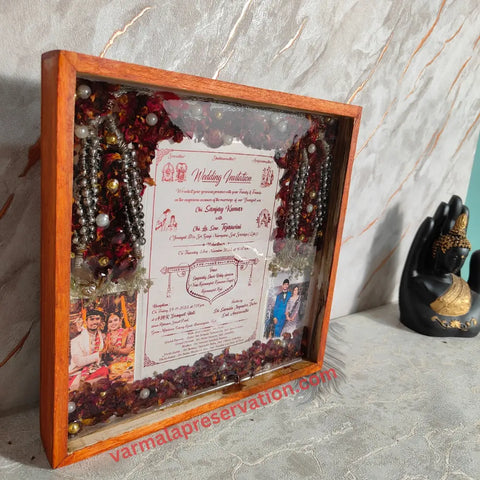 Wedding Card Preservation with Varmala in Resin Photo Frame (10 Inch)