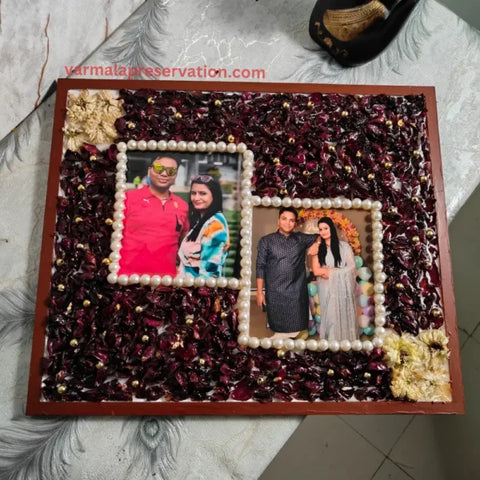 Anniversary Flower Preservation with Dual Couple Photos | Anniversary Gift for Wife |  12-inch Photo Frame | Memories Keepsake for Home Decor