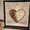 Jaimala Preserved Hanging Resin Heart in Square Wooden Frame with LED Lights (7 Inch Heart) | Resin Night Lamp | Evergreen Wedding Varmala Keepsake (12 Inch)