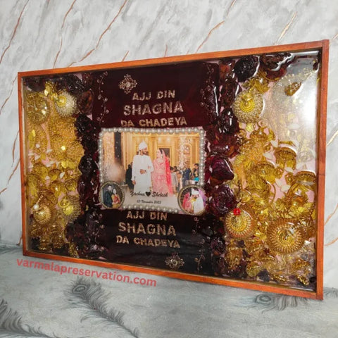 Wedding Varmala & Kaleere Preservation Resin Frame (16x24 Inch)