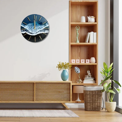 Blue Ocean Wave Resin Wall Clock