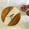 White And Wooden Abstract Epoxy Resin Table Clock For Sale