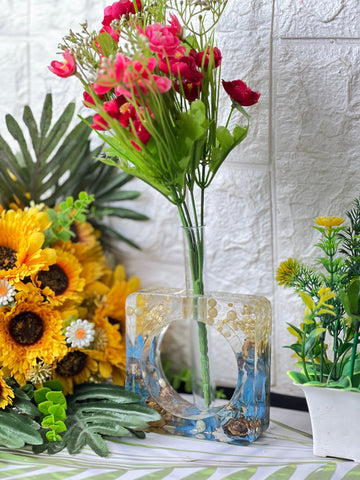 Resin Flowers Plantter with Real Roses with Pearls Flowers Preservation