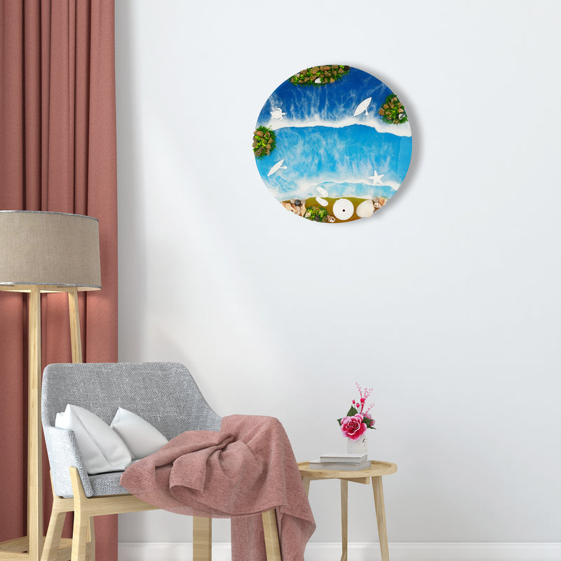 Resin Wall Decor With Ocean Beach Effect For Gallery Wall, Corporate Gift, Decorative Purposes, Tabletop Display
