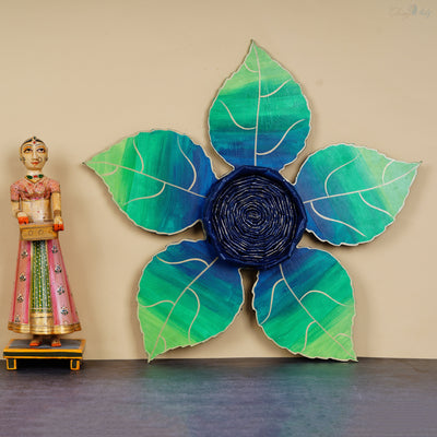 Blue Leaf Acrylic Wall Hanging, Five Petal HD Print