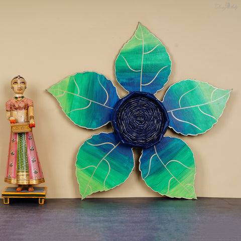 Handcrafted Blue Leaf Wall Art