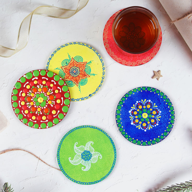 Handmade Round Mandala Tea Coasters