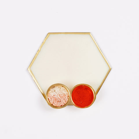 Hexagonal Shape Roli Chawal Platter