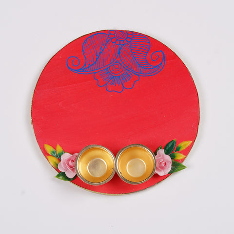 Pink Roli Chawal Platter - Handcrafted