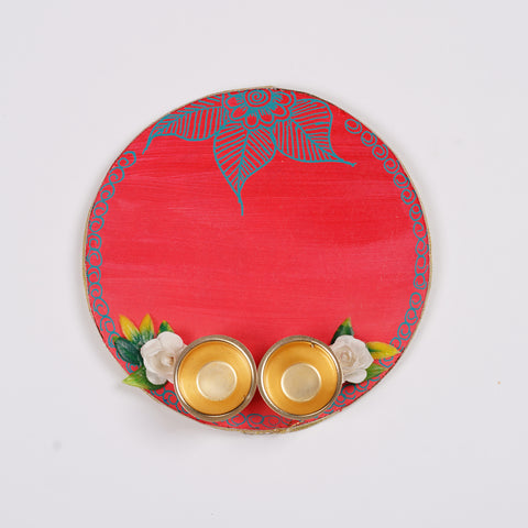 Pink Roli Chawal Platter - Handcrafted