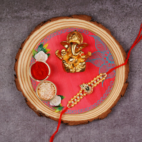 Pink Roli Chawal Platter - Handcrafted