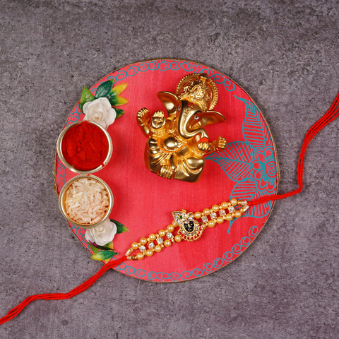 Pink Roli Chawal Platter - Handcrafted