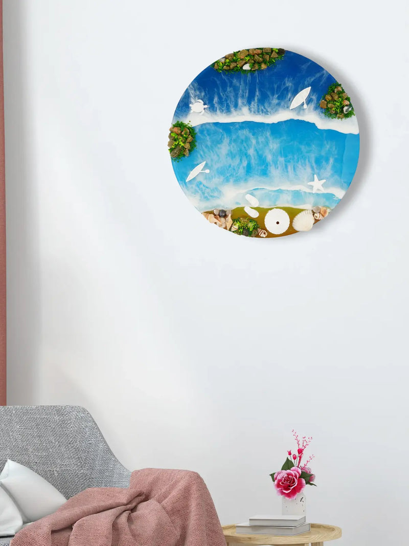 Resin Wall Decor With Ocean Beach Effect For Gallery Wall, Corporate Gift, Decorative Purposes, Tabletop Display