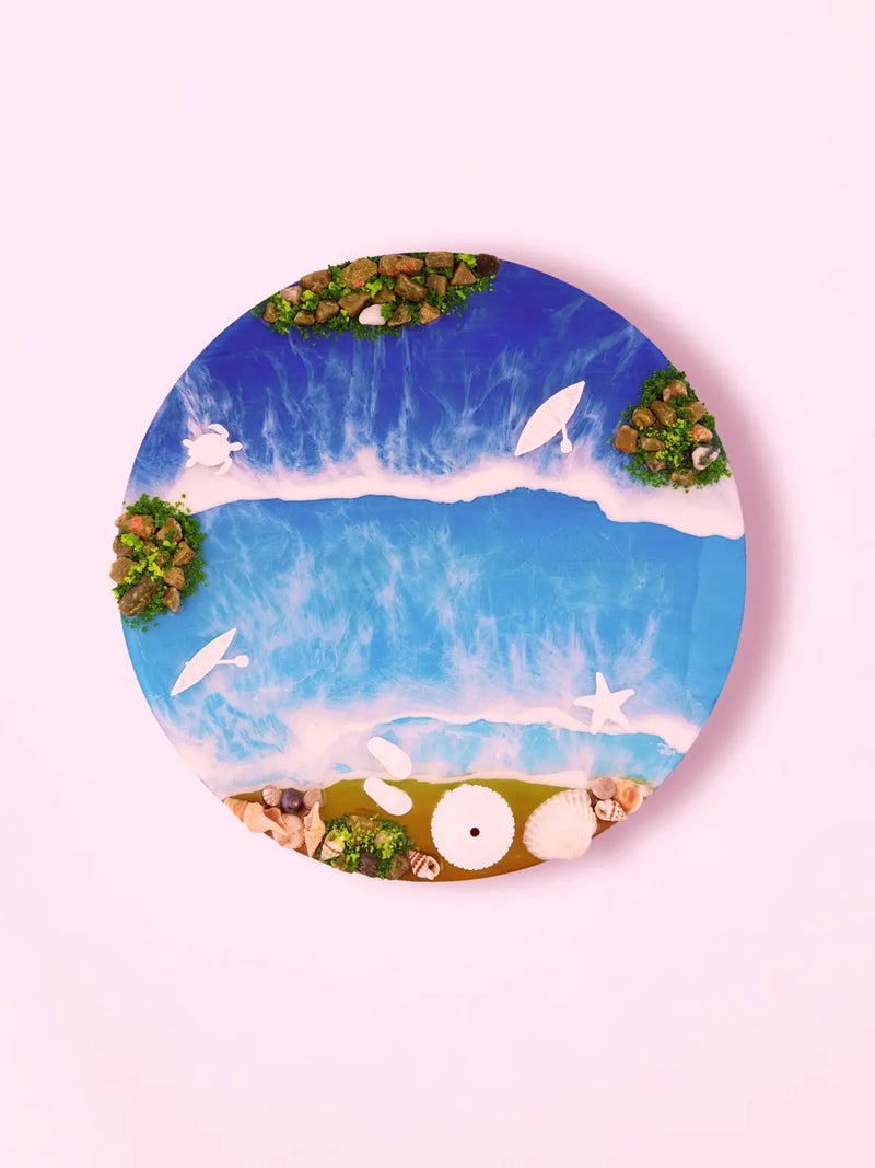 Resin Wall Decor With Ocean Beach Effect For Gallery Wall, Corporate Gift, Decorative Purposes, Tabletop Display