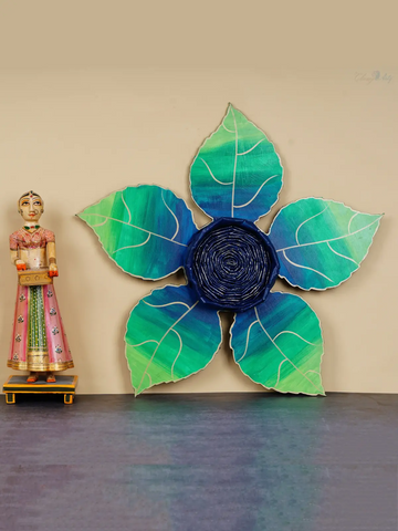 Handcrafted Blue Leaf Wall Art