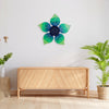 Art Wall Piece With Hand-Painted Flowers Green and Blue For Interior Decorators,  Living Room, Dining Room, Positive Energy