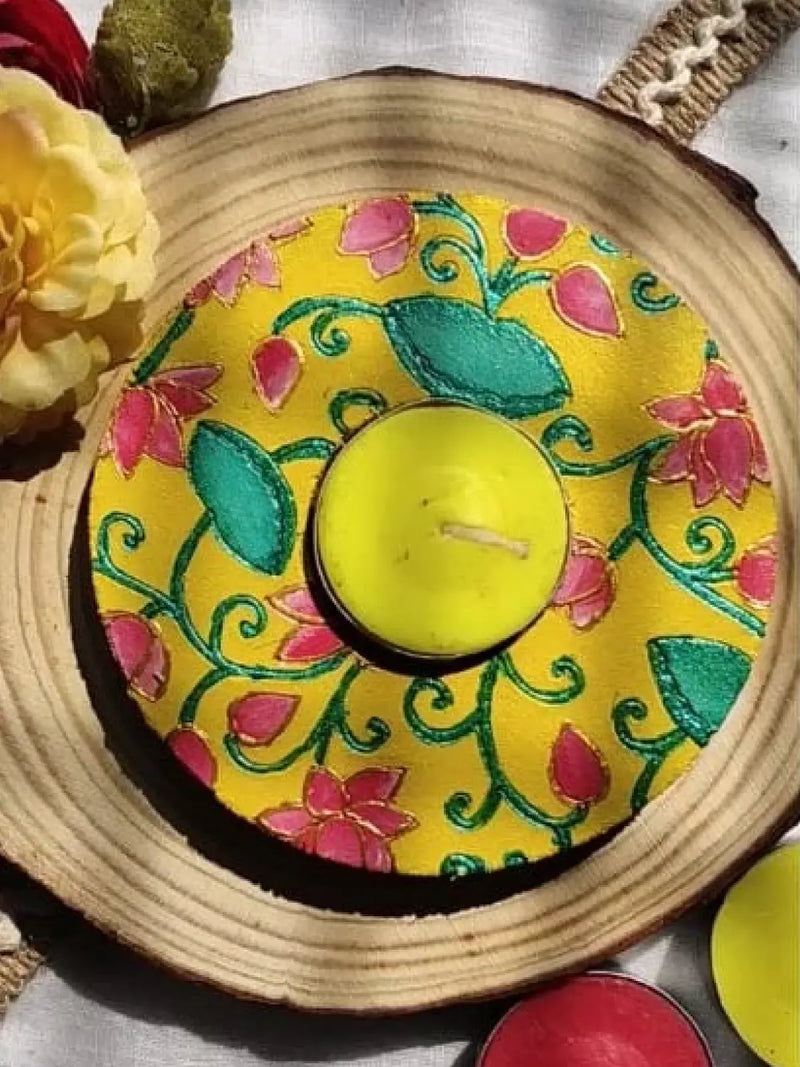 Traditional Pichwai Painted Tea Light Holder