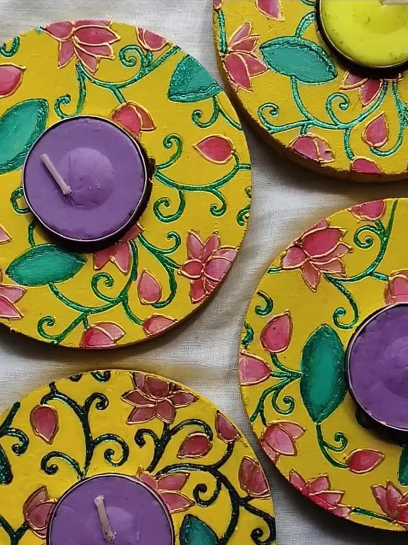 Traditional Pichwai Painted Tea Light Holder