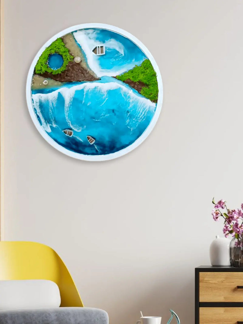 Resin Wall Piece With Blue Ocean Beach Iceland for Gifting, Kitchen Decor, Wall Art, Living Room Decor