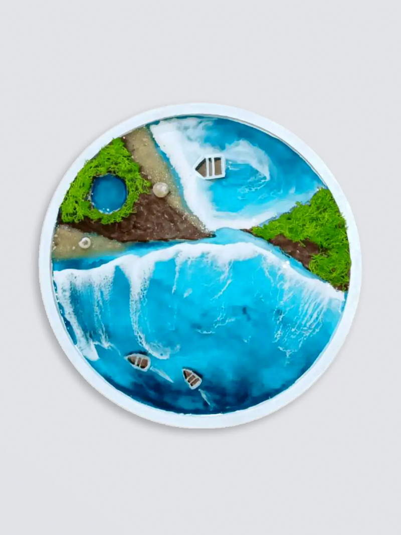 Resin Wall Piece With Blue Ocean Beach Iceland for Gifting, Kitchen Decor, Wall Art, Living Room Decor